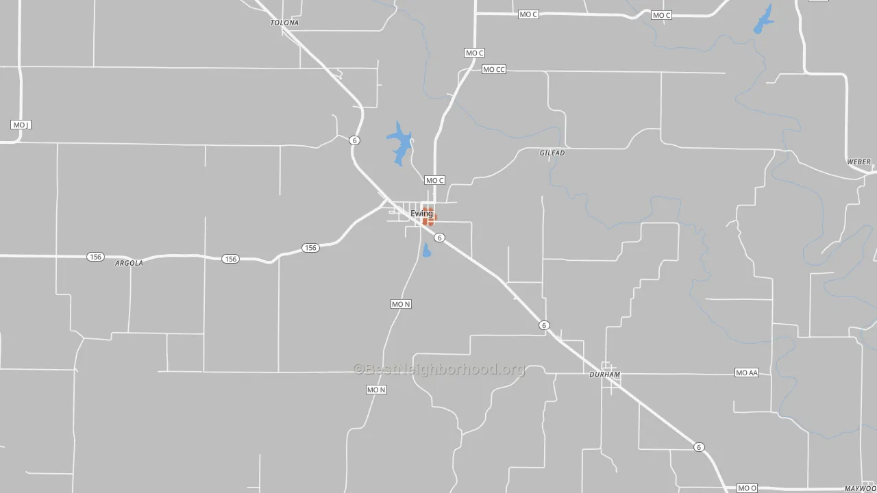 Bike Grade map of Ewing, MO