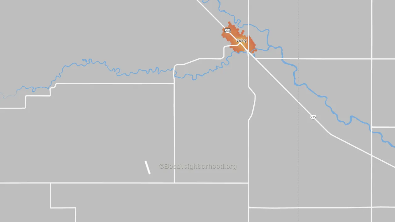 Bike Grade map of Ewing, NE