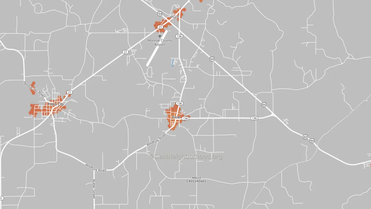 Bike Grade map of Excel, AL