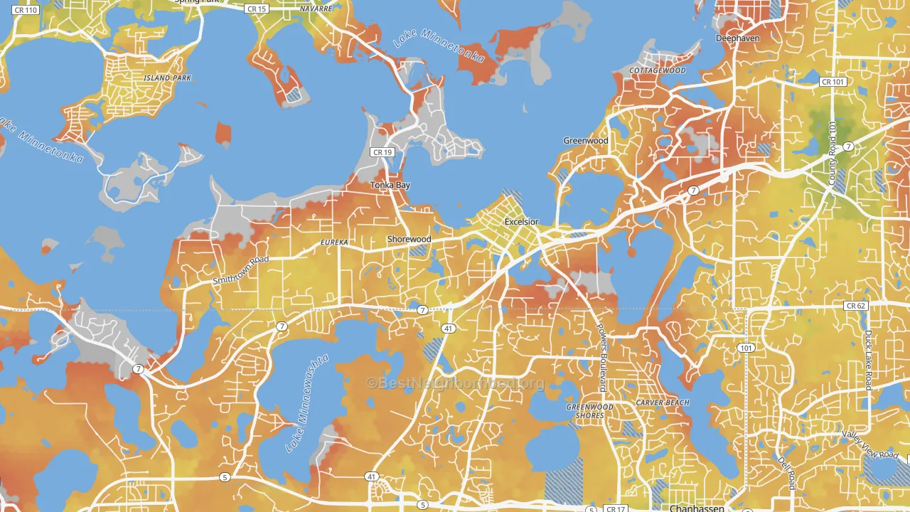 Bike Grade map of Excelsior, MN