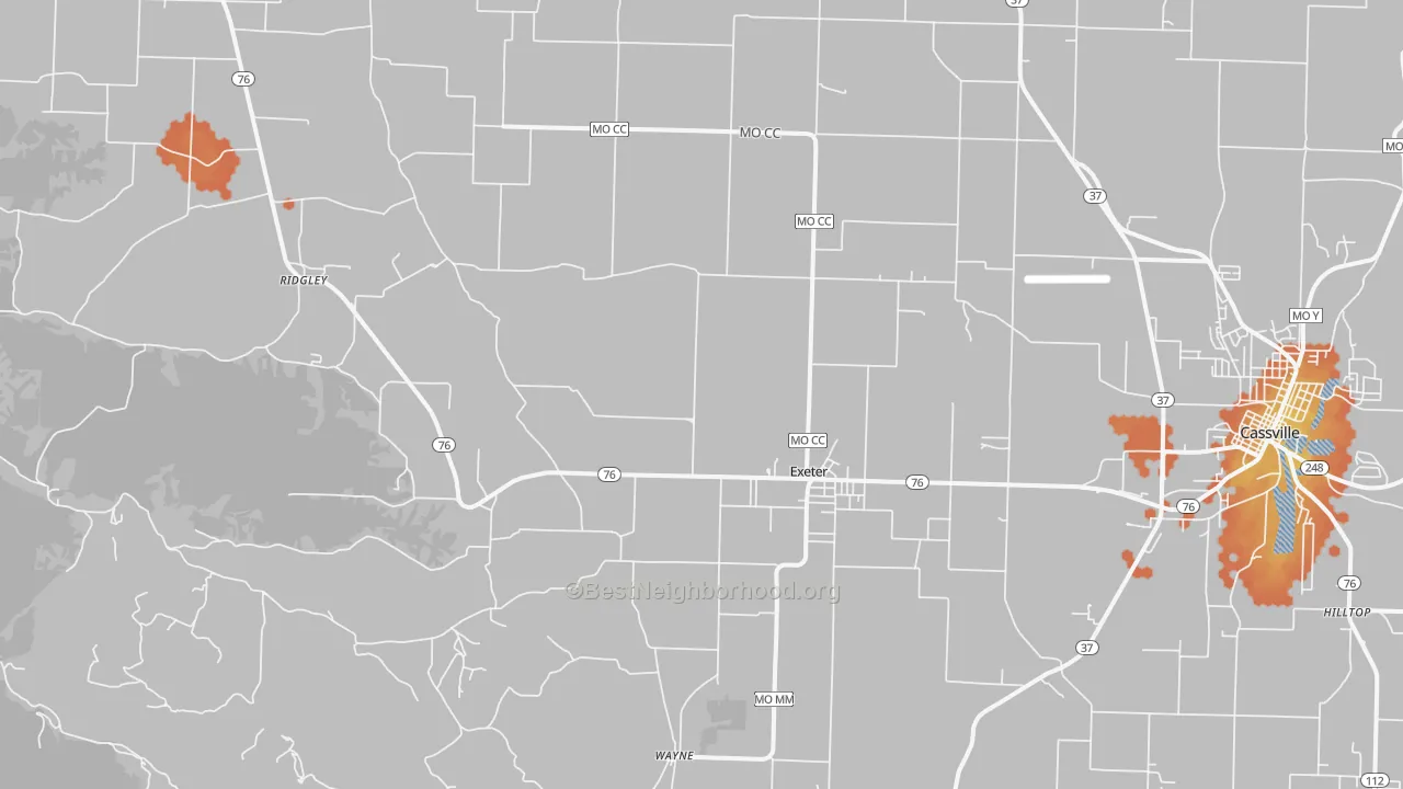 Bike Grade map of Exeter, MO