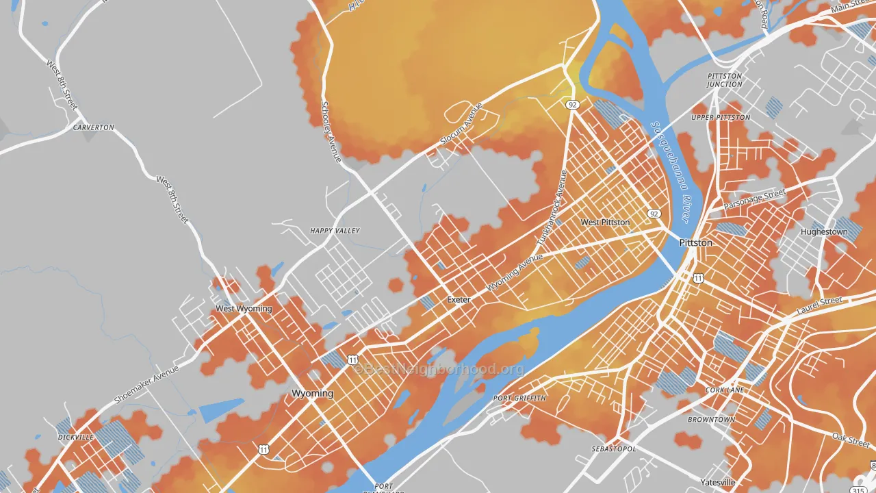 Bike Grade map of Exeter, PA