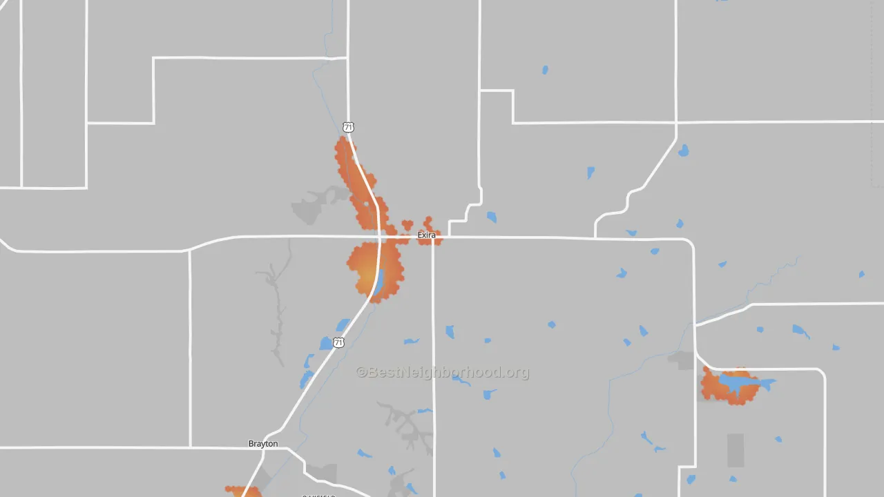 Bike Grade map of Exira, IA