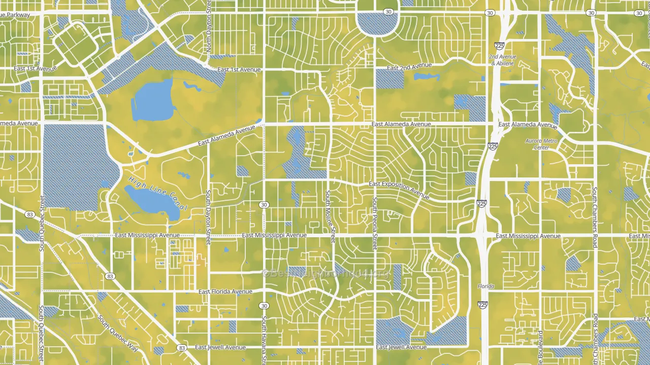 Bike Grade map of Expo Park, Aurora, CO