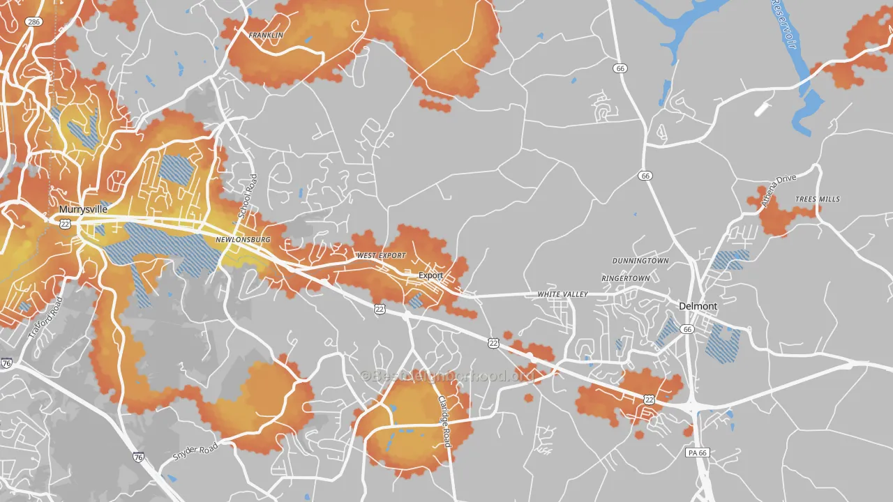 Bike Grade map of Export, PA