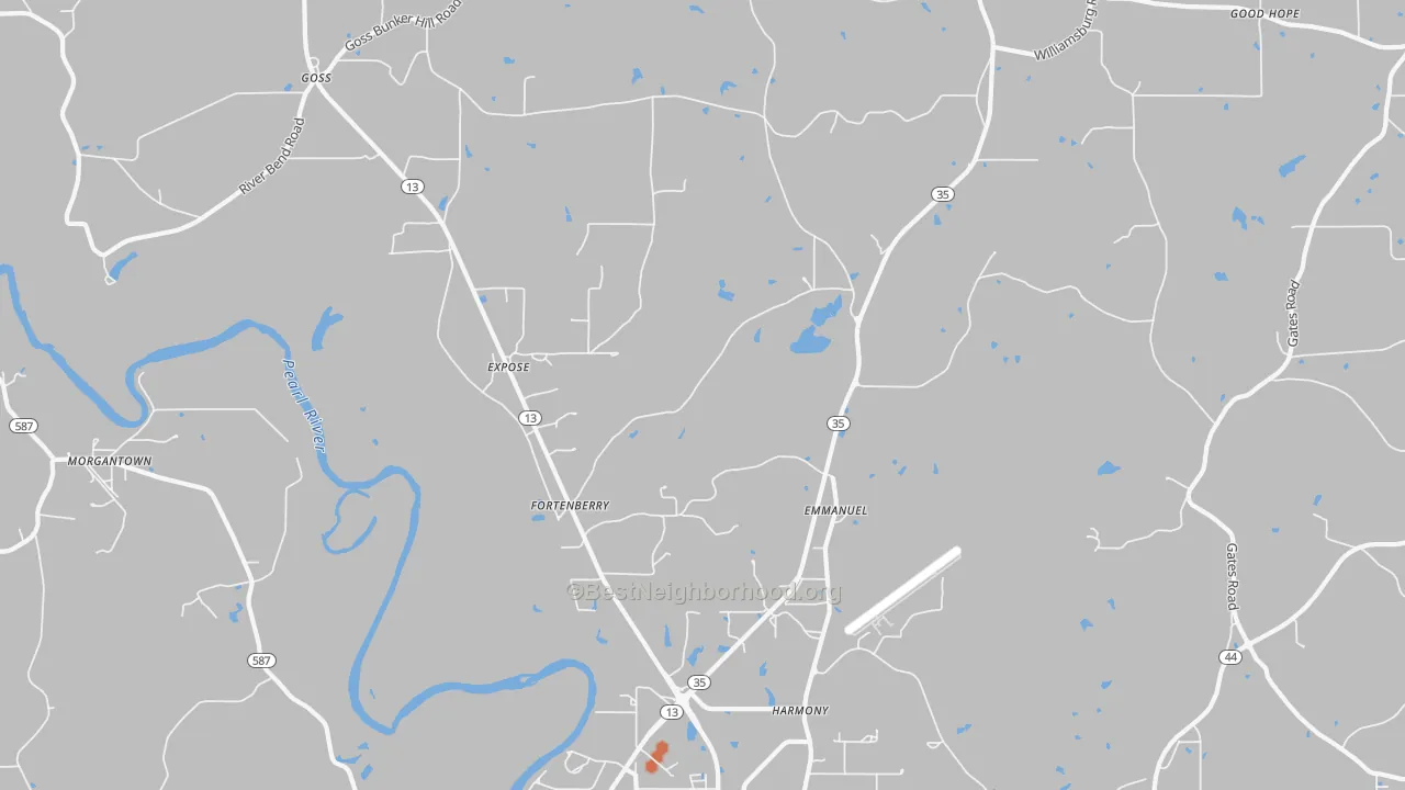 Bike Grade map of Expose, MS