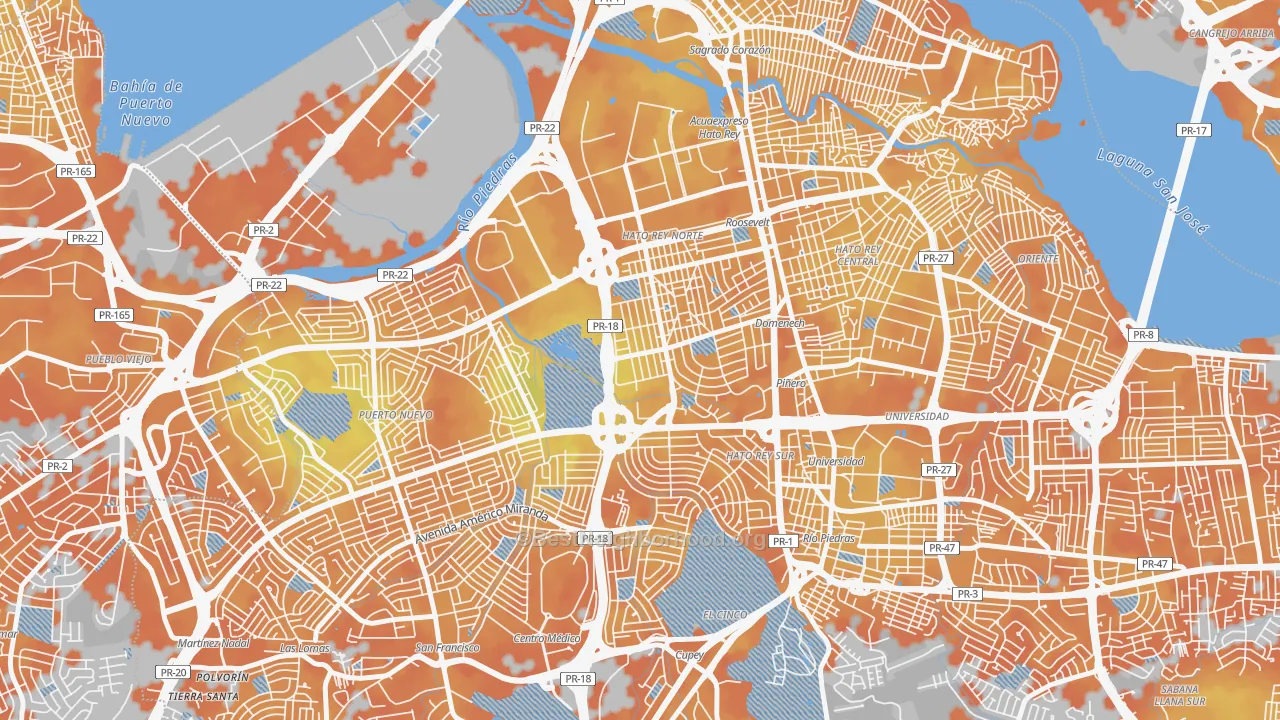 Bike Grade map of Extencion Roosevelt, San Juan, PR