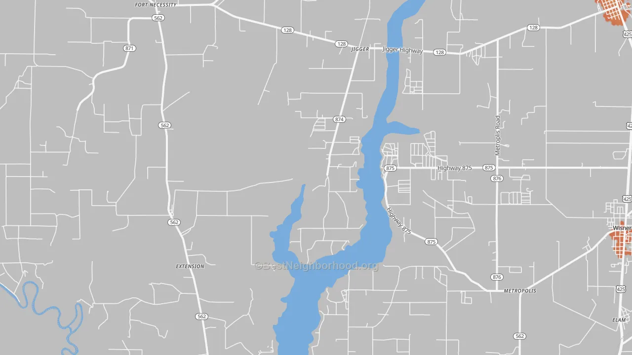 Bike Grade map of Extension, LA