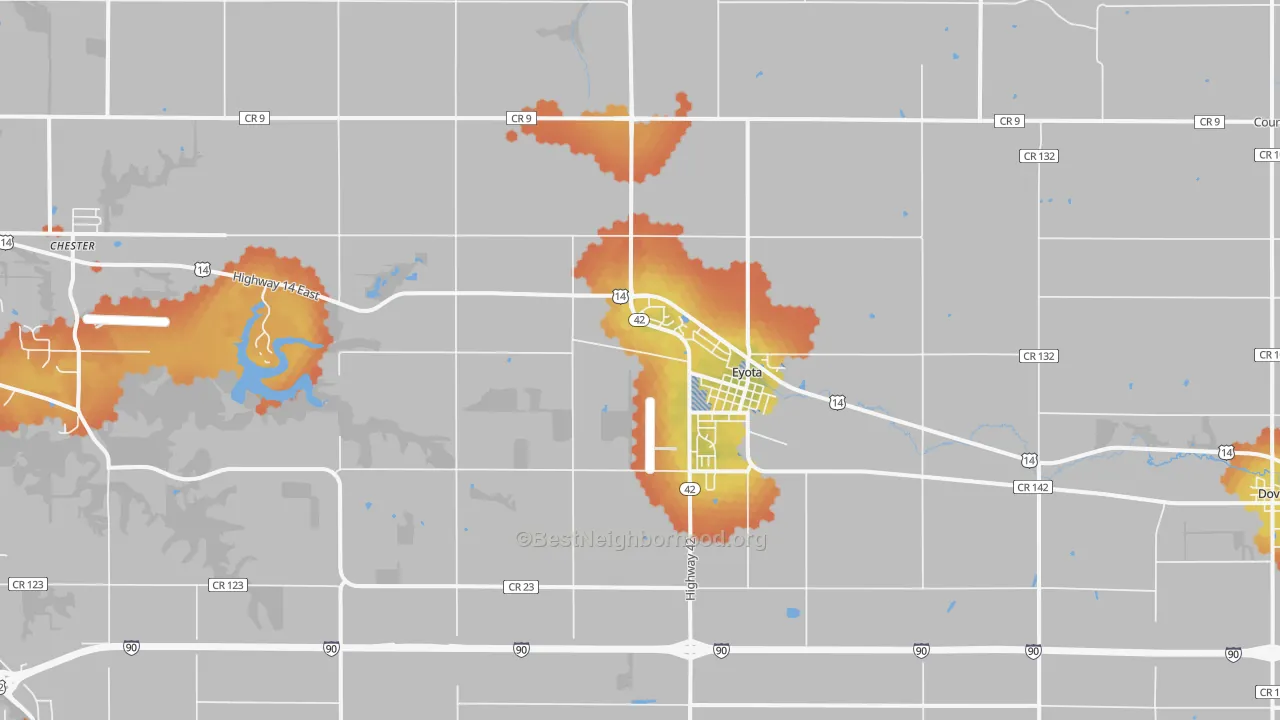 Bike Grade map of Eyota, MN
