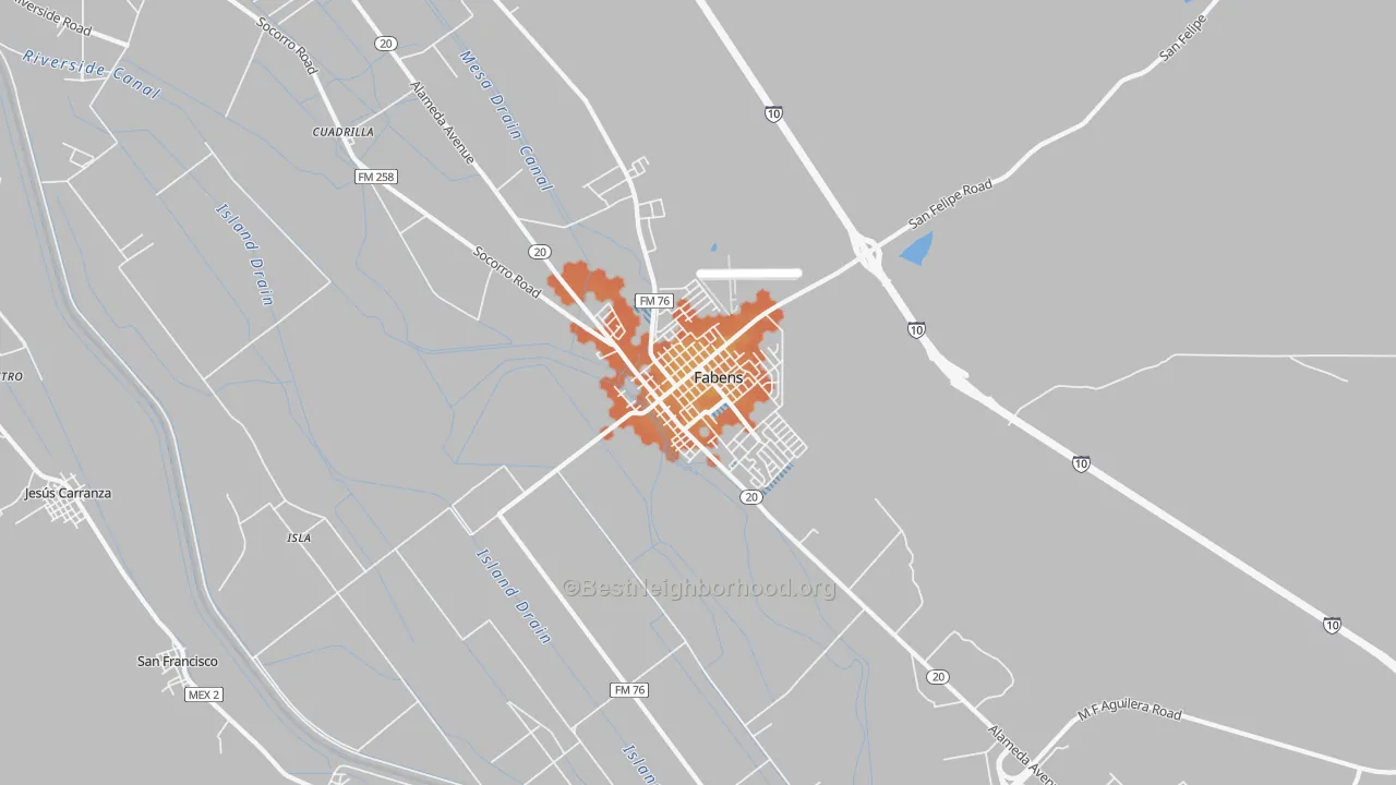 Bike Grade map of Fabens, TX