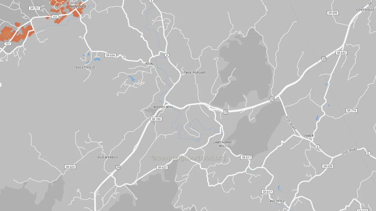Bike Grade map of Faber, VA