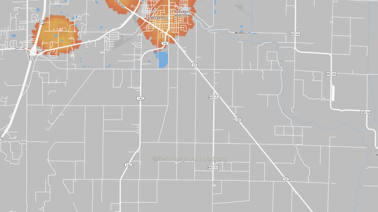 Bike Grade map of Fagus, MO