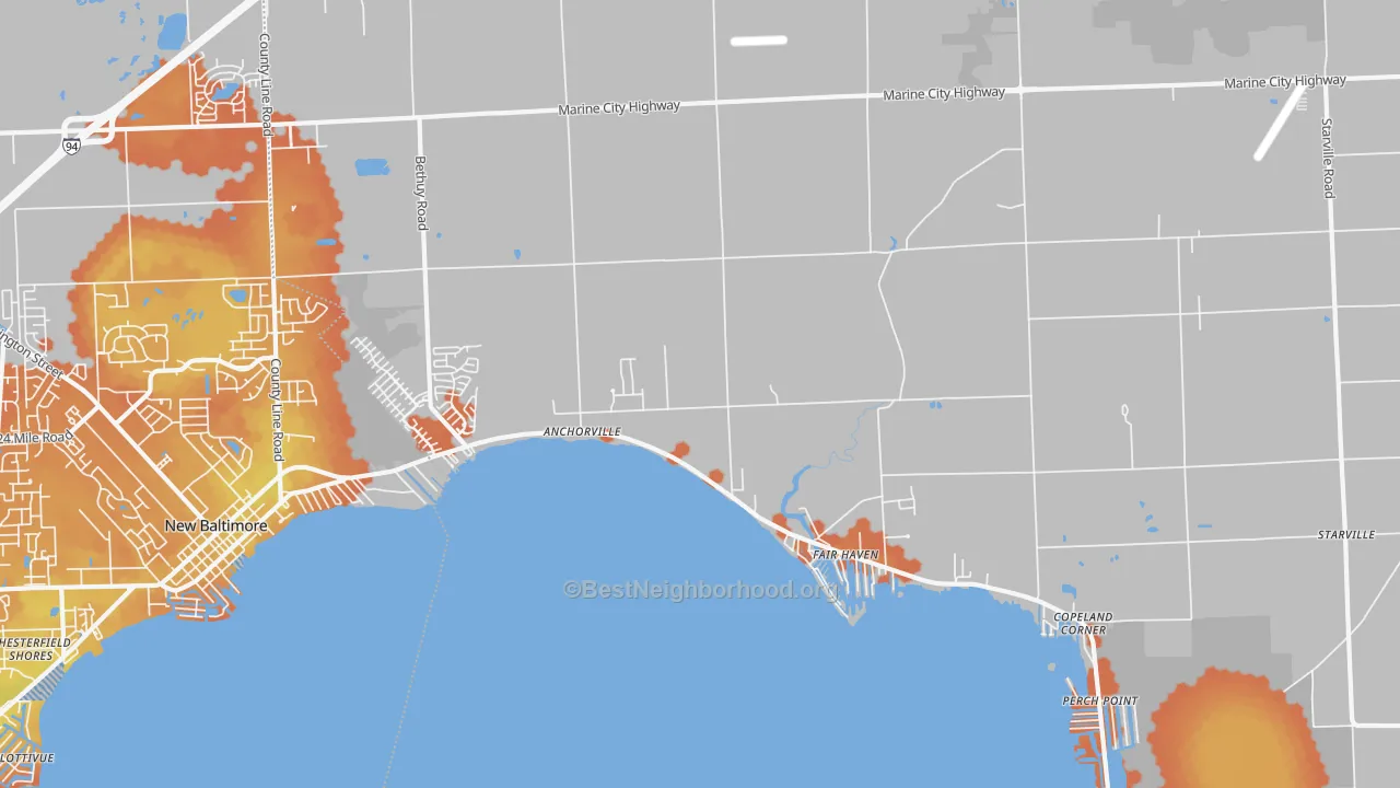 Bike Grade map of Fair Haven, MI