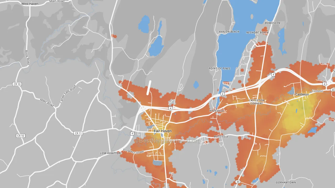 Bike Grade map of Fair Haven, VT