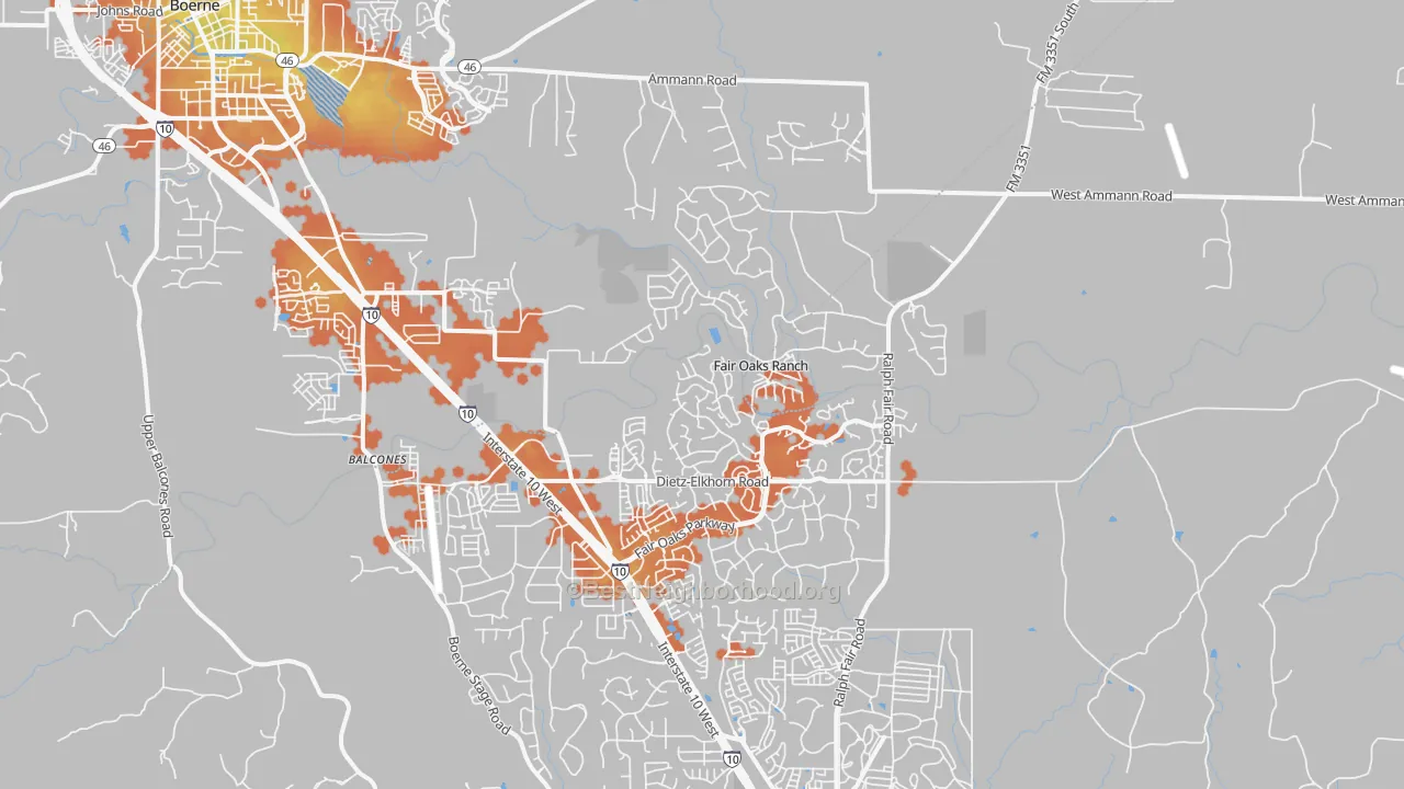 Bike Grade map of Fair Oaks Ranch, TX