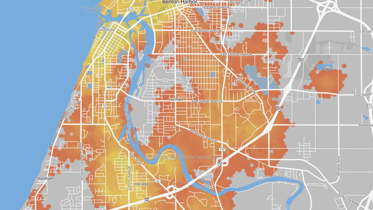 Bike Grade map of Fair Plain, MI