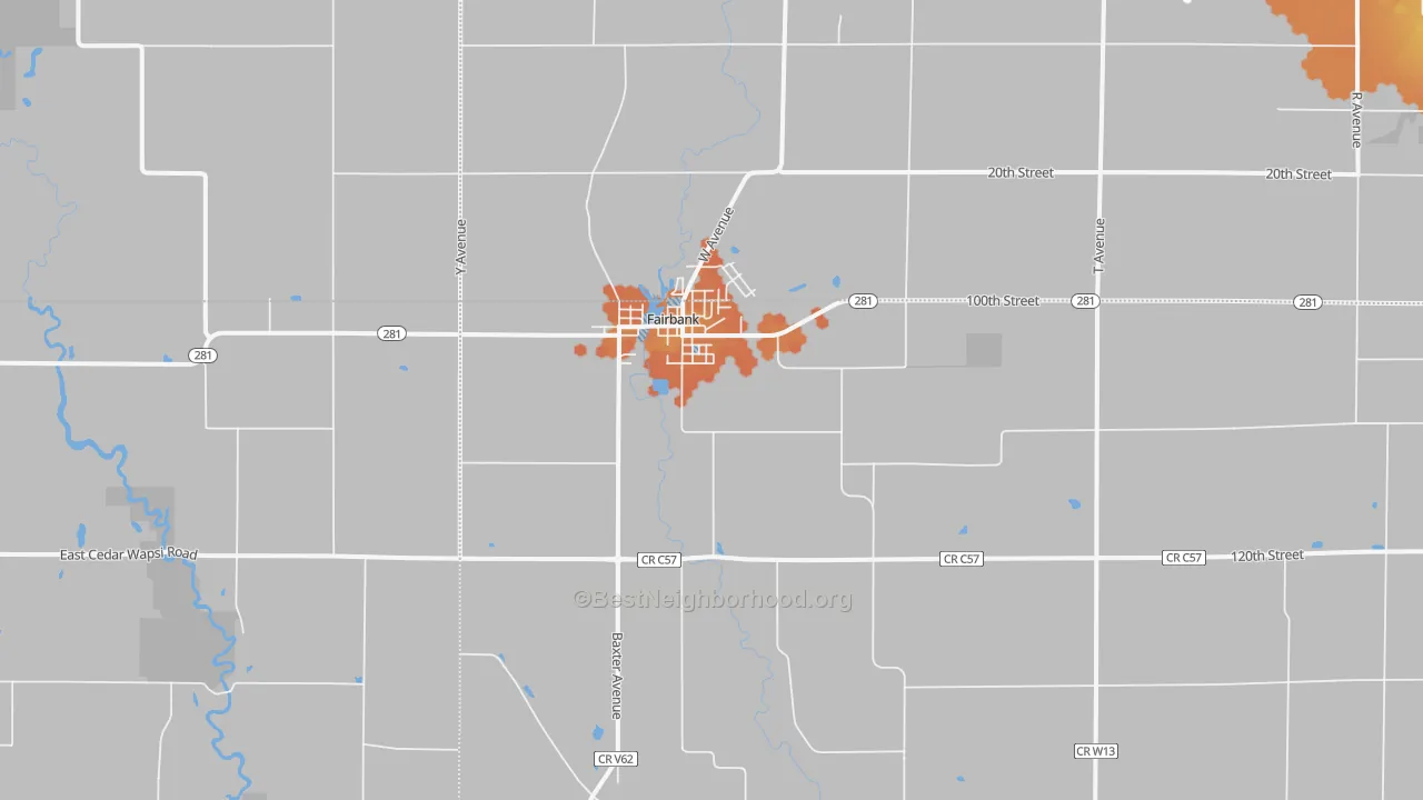 Bike Grade map of Fairbank, IA
