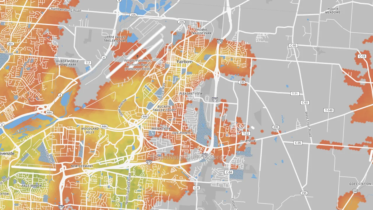 Bike Grade map of Fairborn, OH