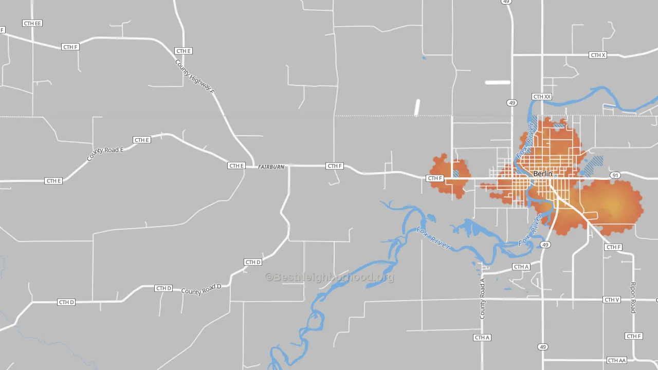 Bike Grade map of Fairburn, WI