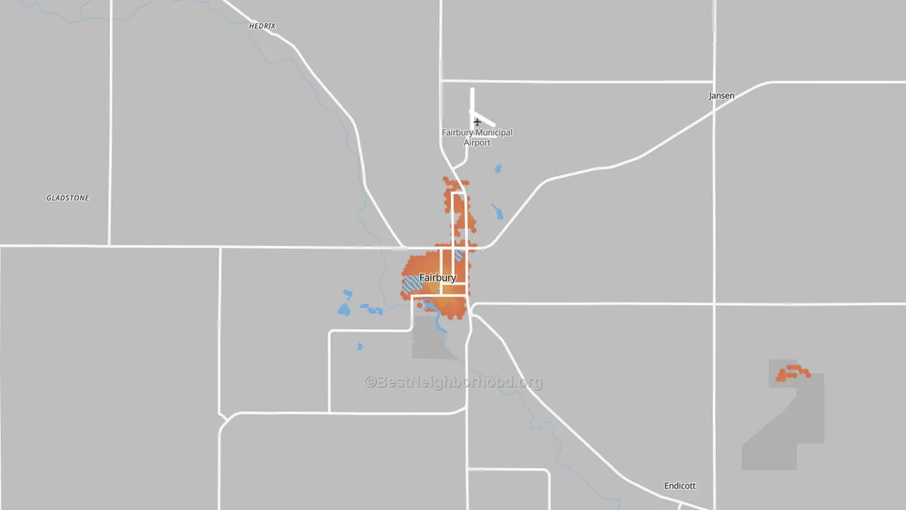 Bike Grade map of Fairbury, NE