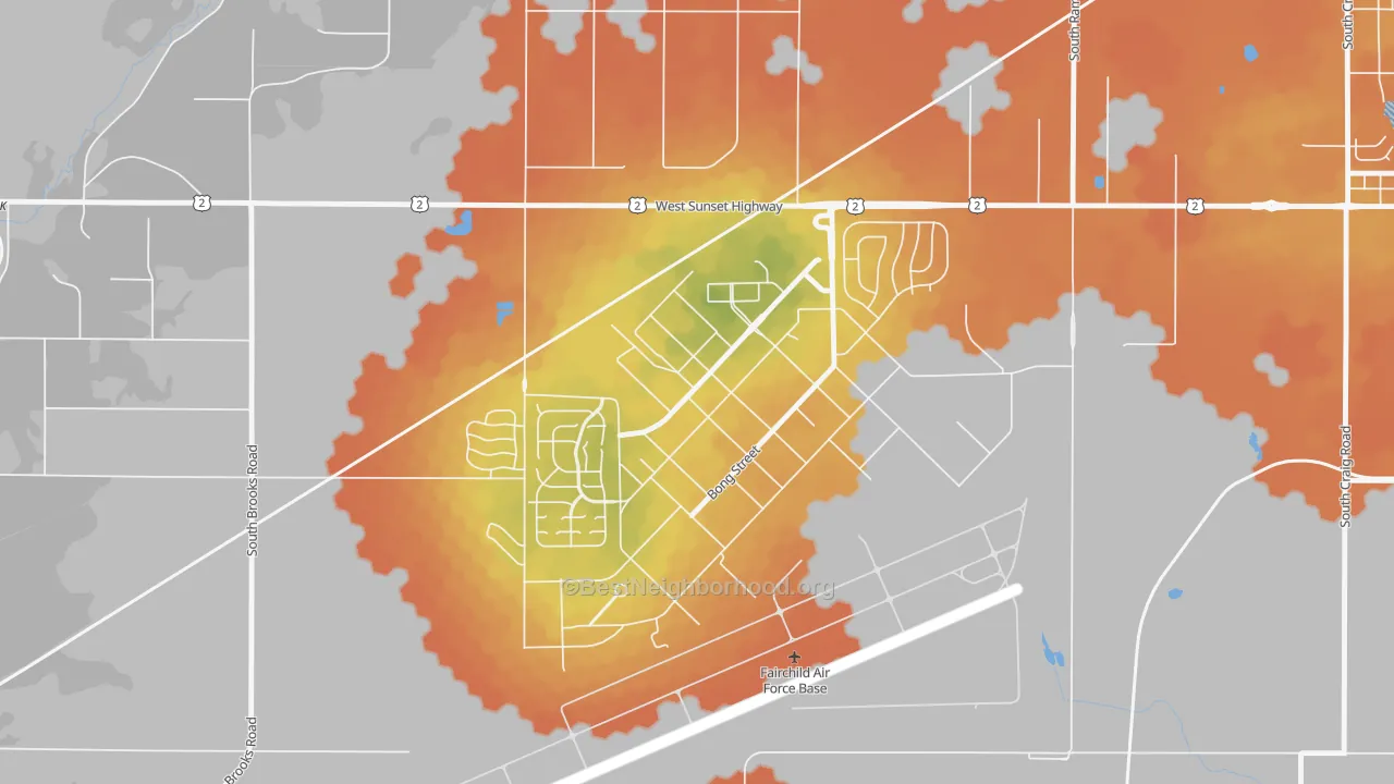 Bike Grade map of Fairchild AFB, WA
