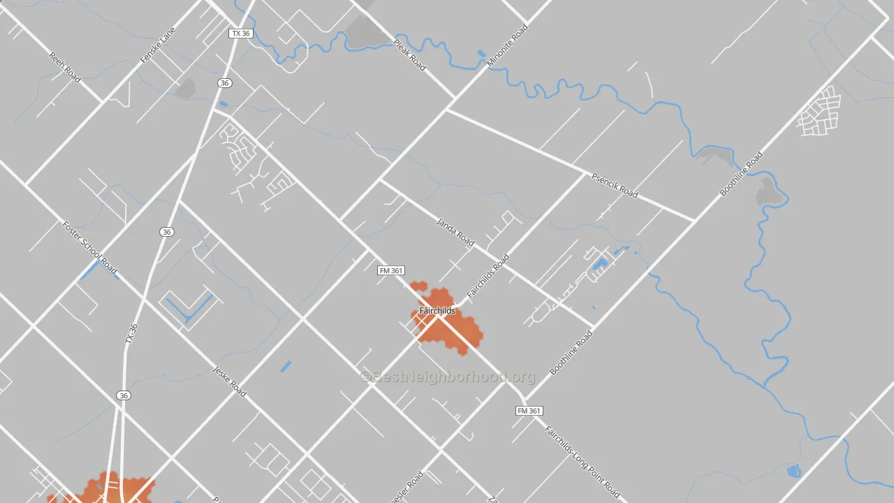 Bike Grade map of Fairchilds, TX
