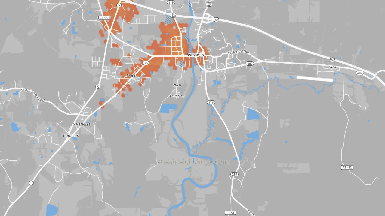 Bike Grade map of Fairdale, AL