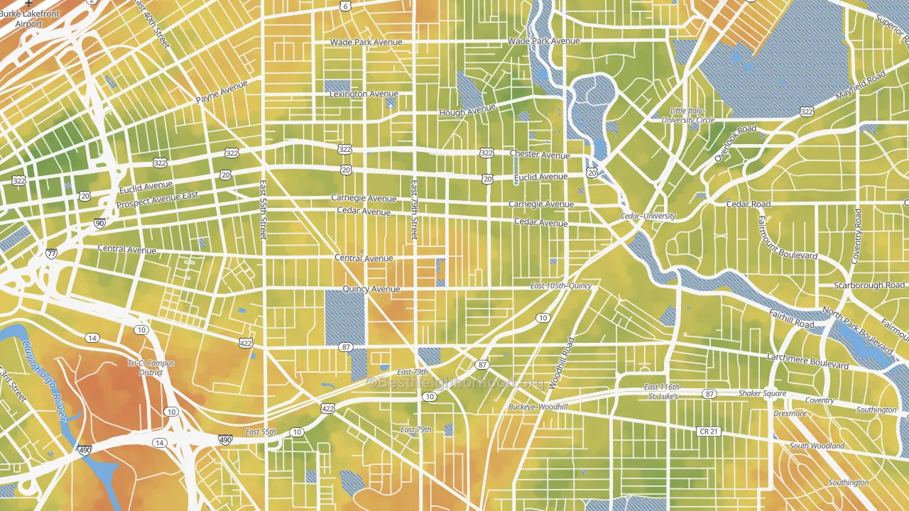 Bike Grade map of Fairfax, Cleveland, OH