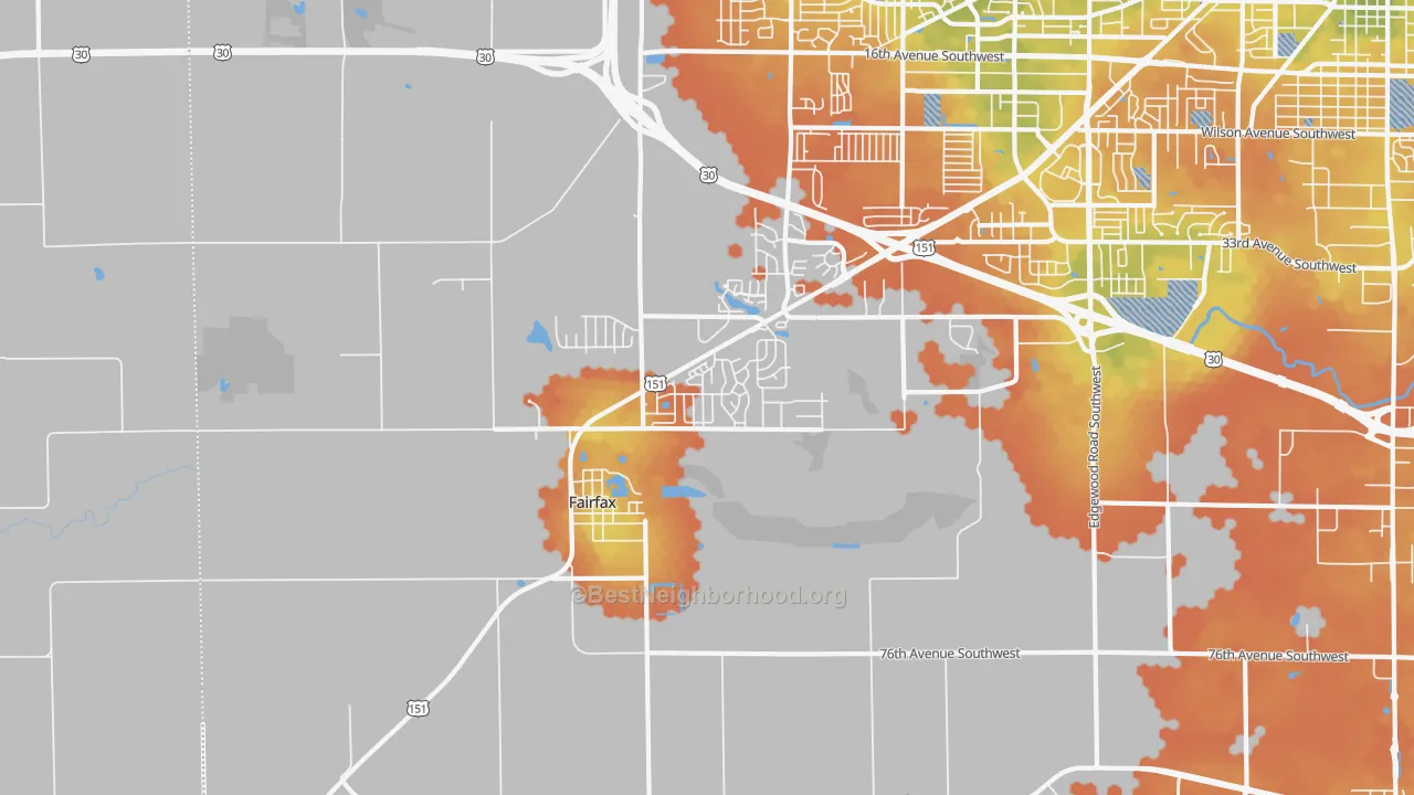 Bike Grade map of Fairfax, IA