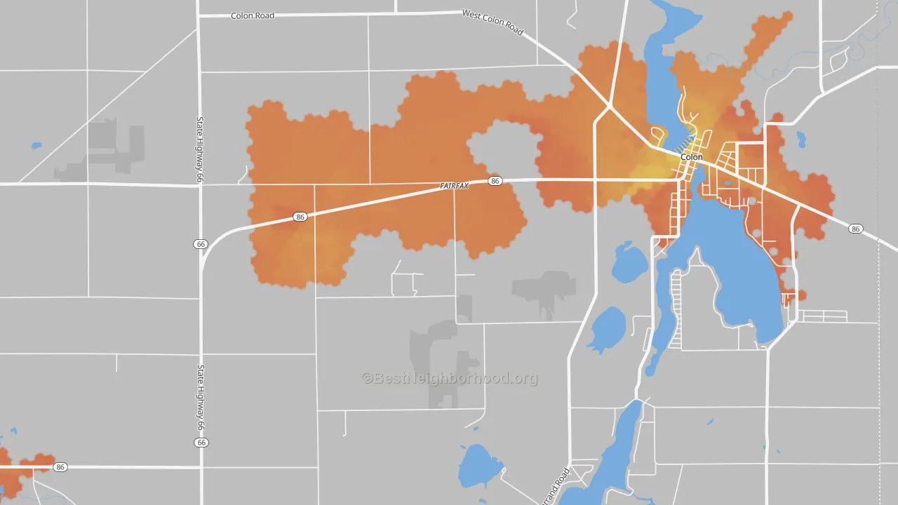 Bike Grade map of Fairfax, MI