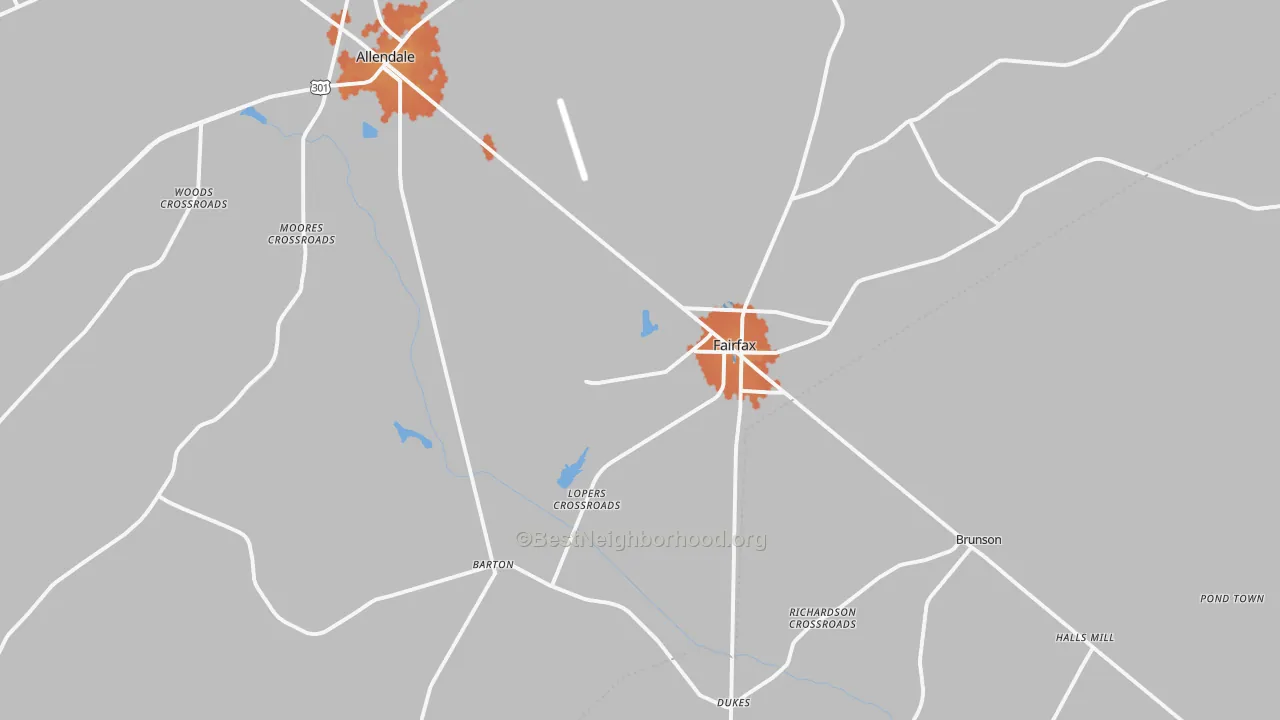 Bike Grade map of Fairfax, SC