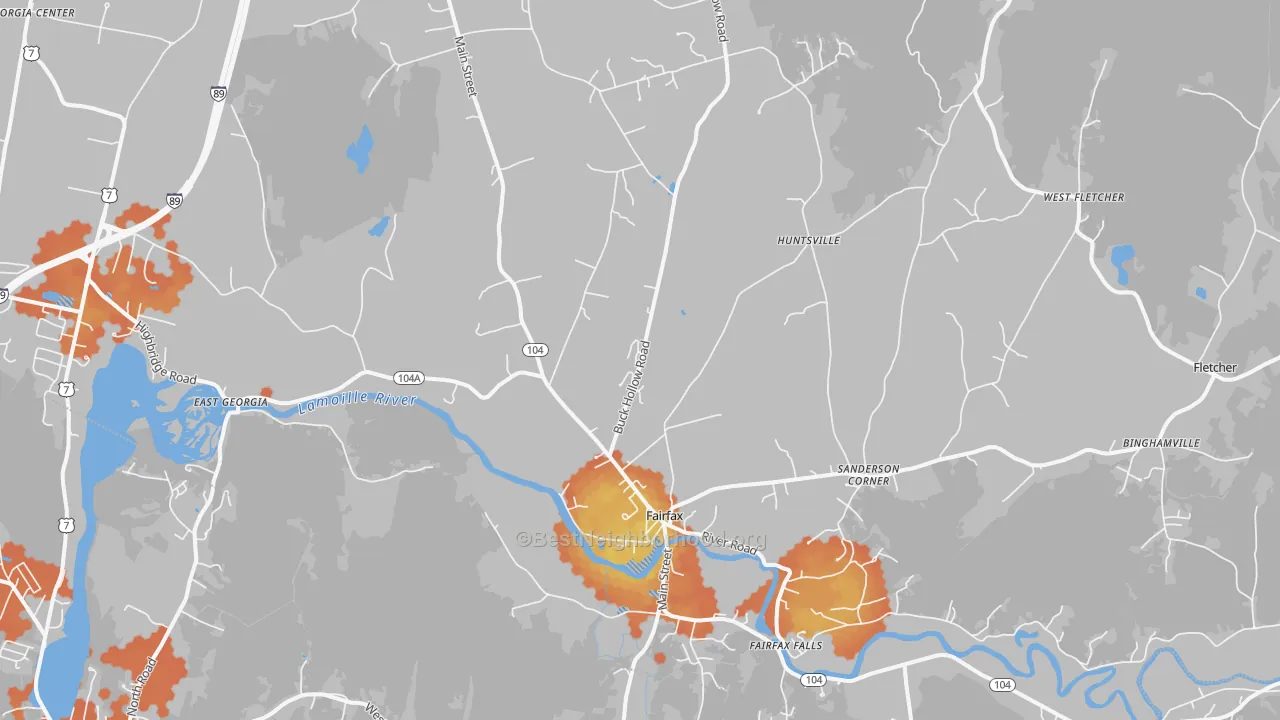 Bike Grade map of Fairfax, VT