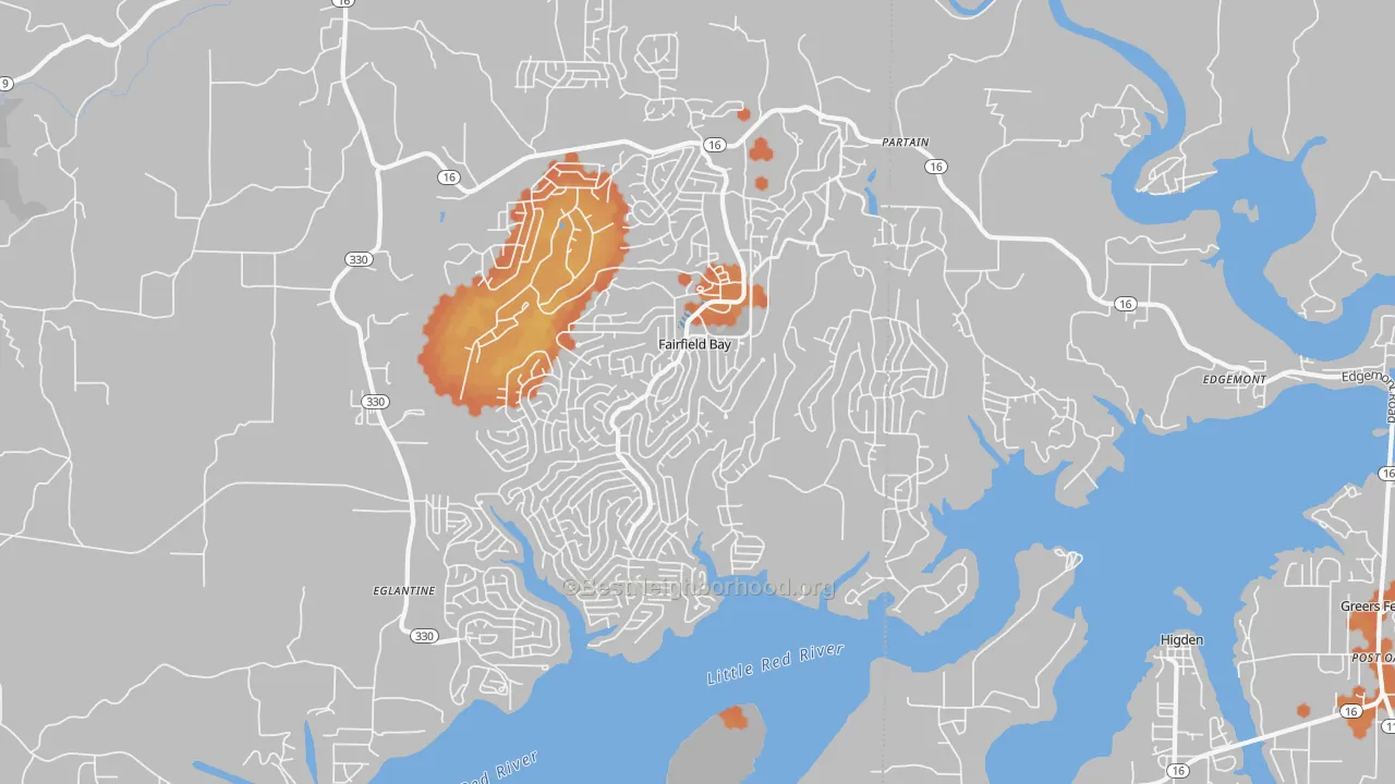Bike Grade map of Fairfield Bay, AR