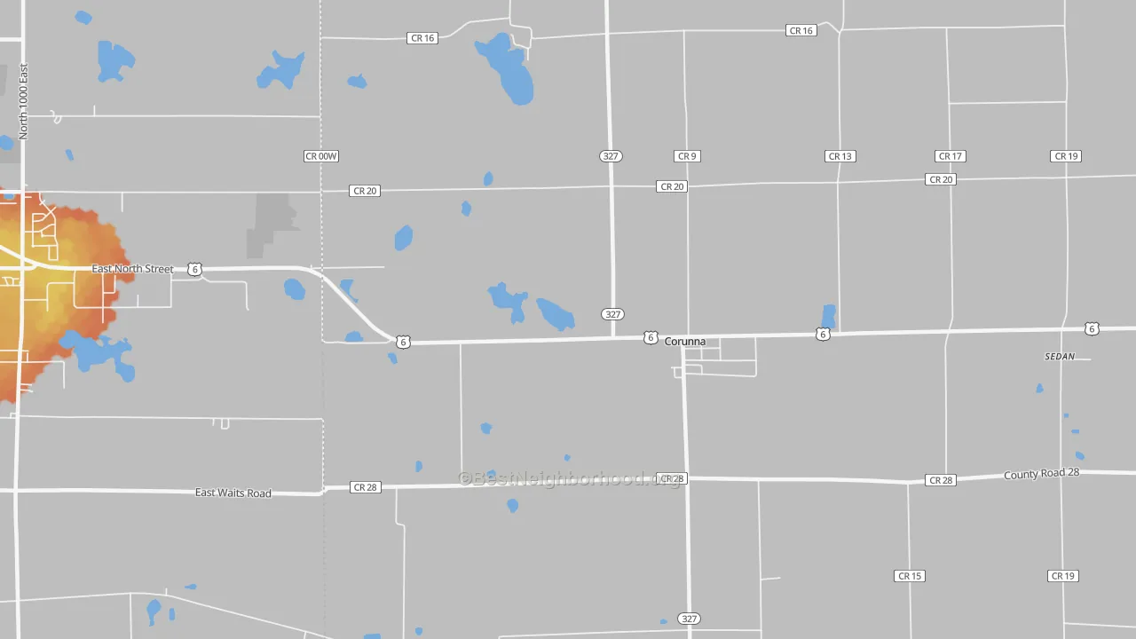 Bike Grade map of Fairfield Center, IN