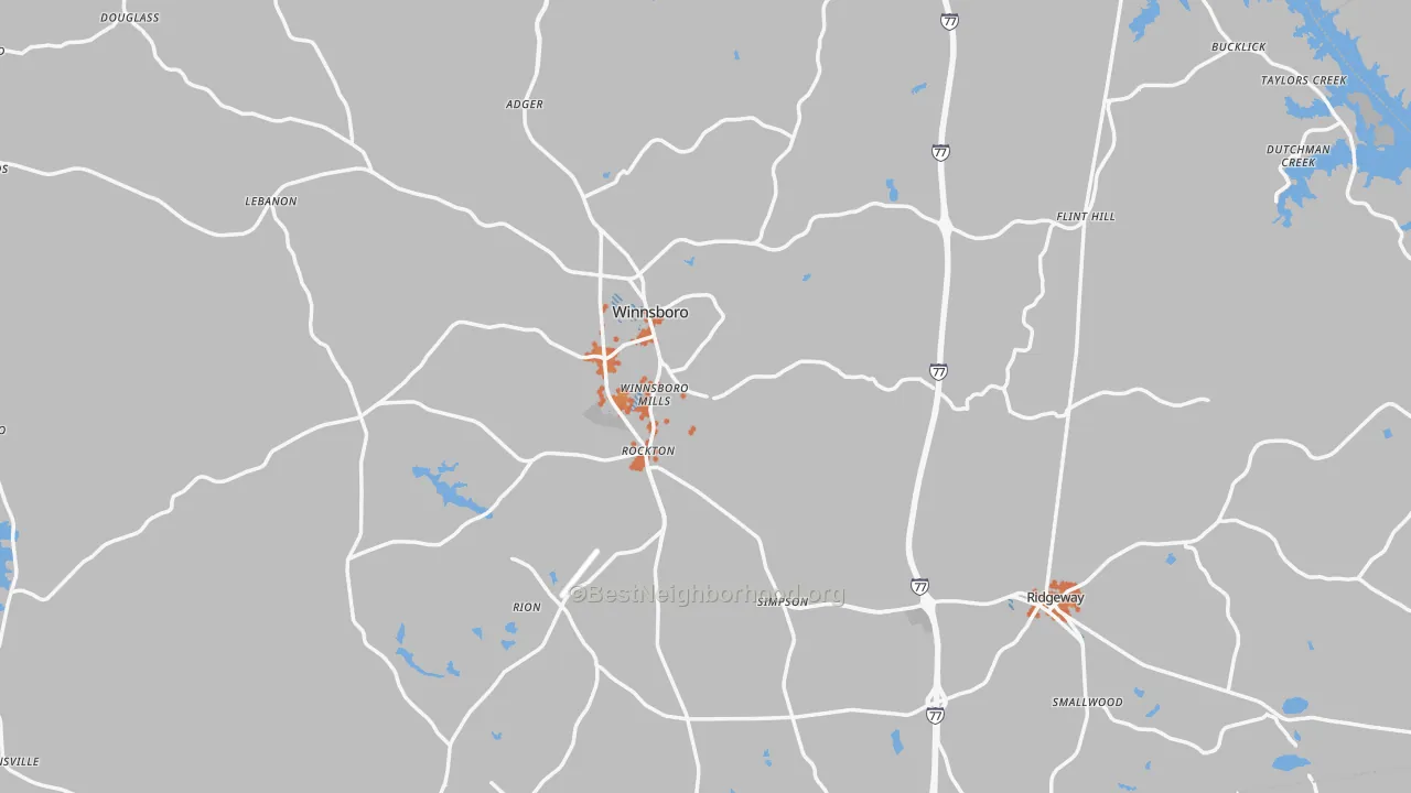 Bike Grade map of Fairfield County, SC