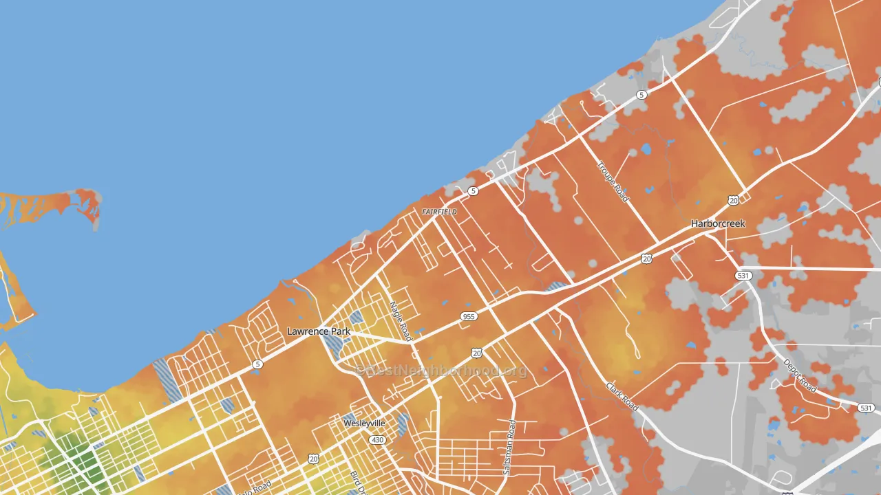 Bike Grade map of Fairfield, Erie, PA