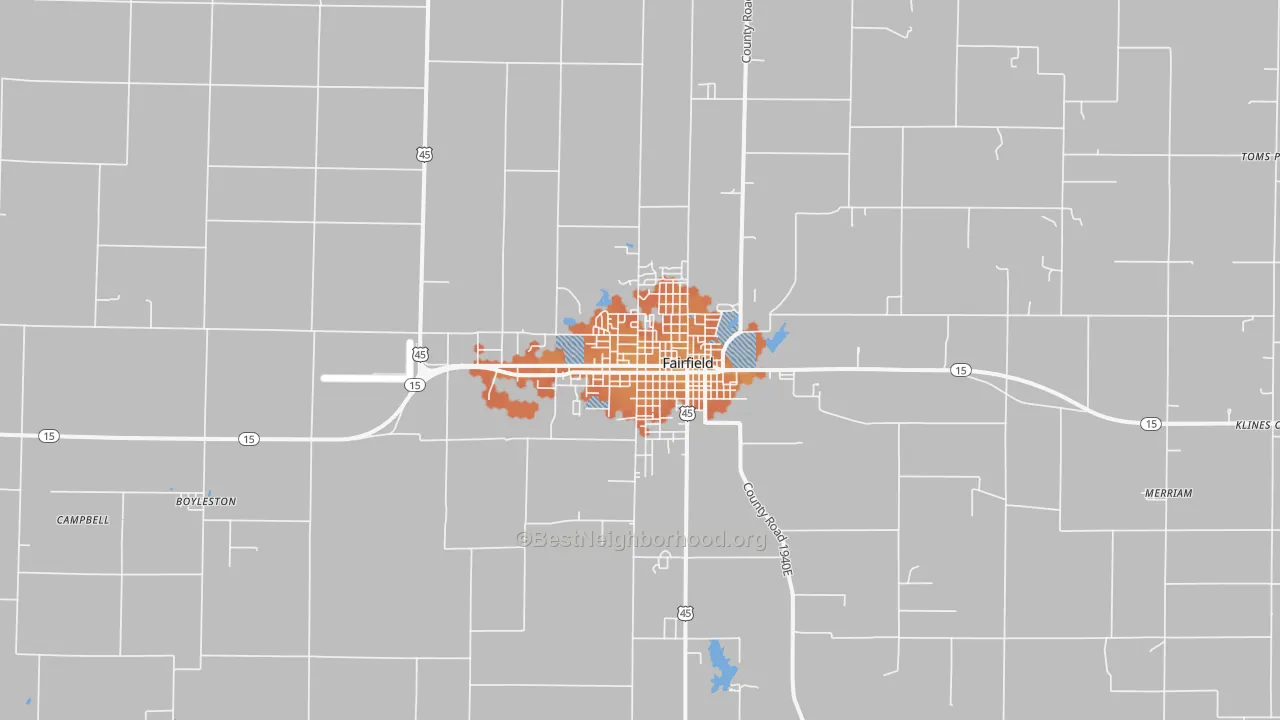 Bike Grade map of Fairfield, IL
