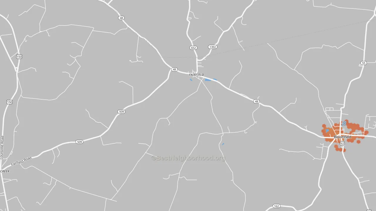 Bike Grade map of Fairfield, KY