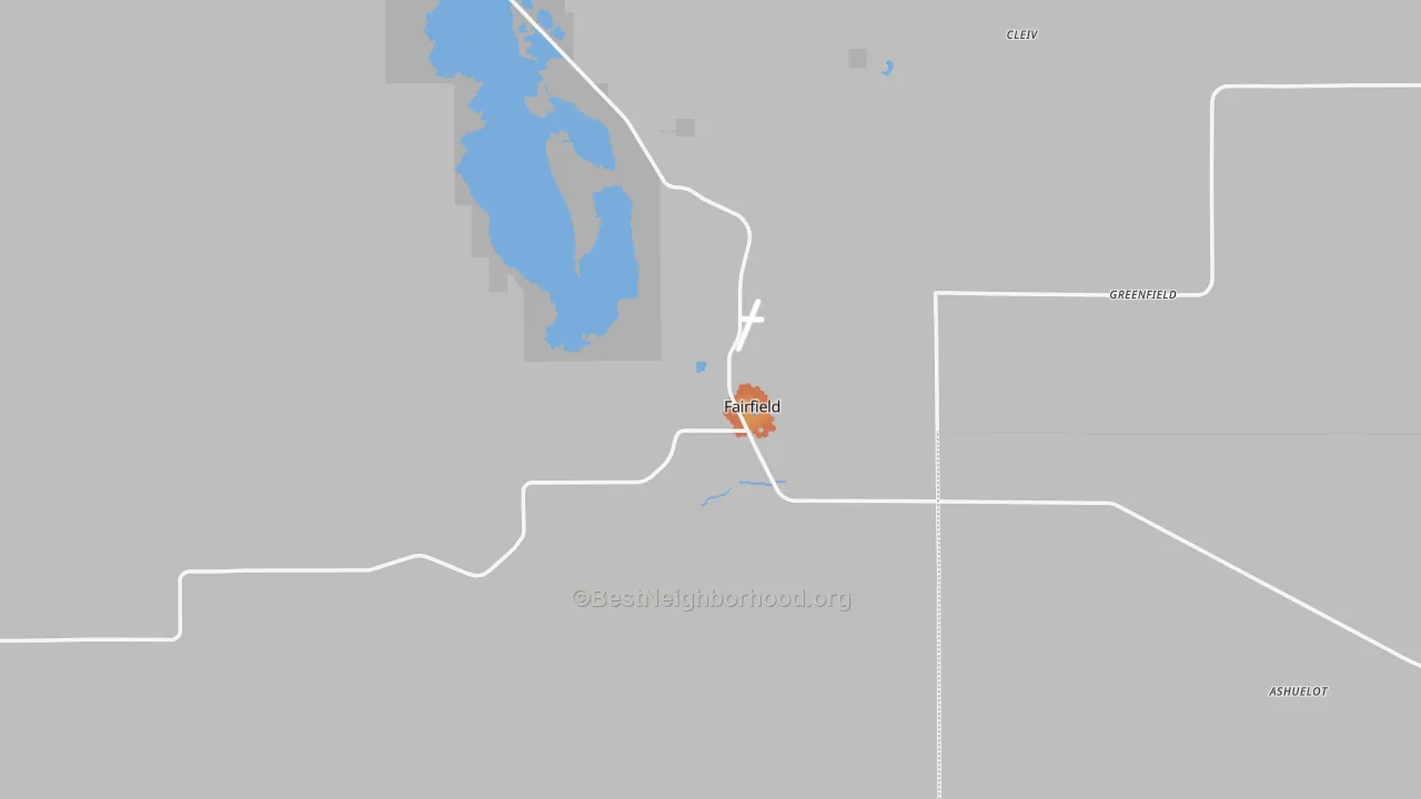 Bike Grade map of Fairfield, MT