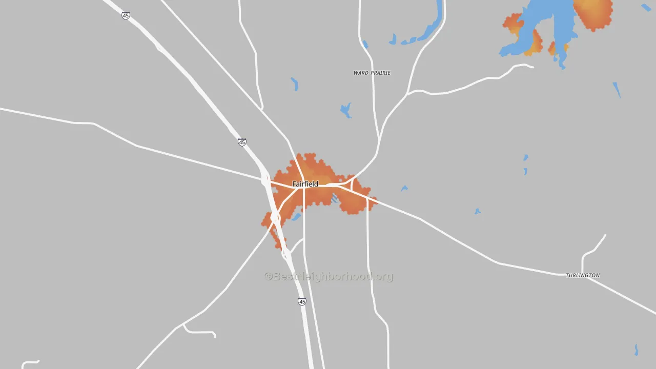Bike Grade map of Fairfield, TX