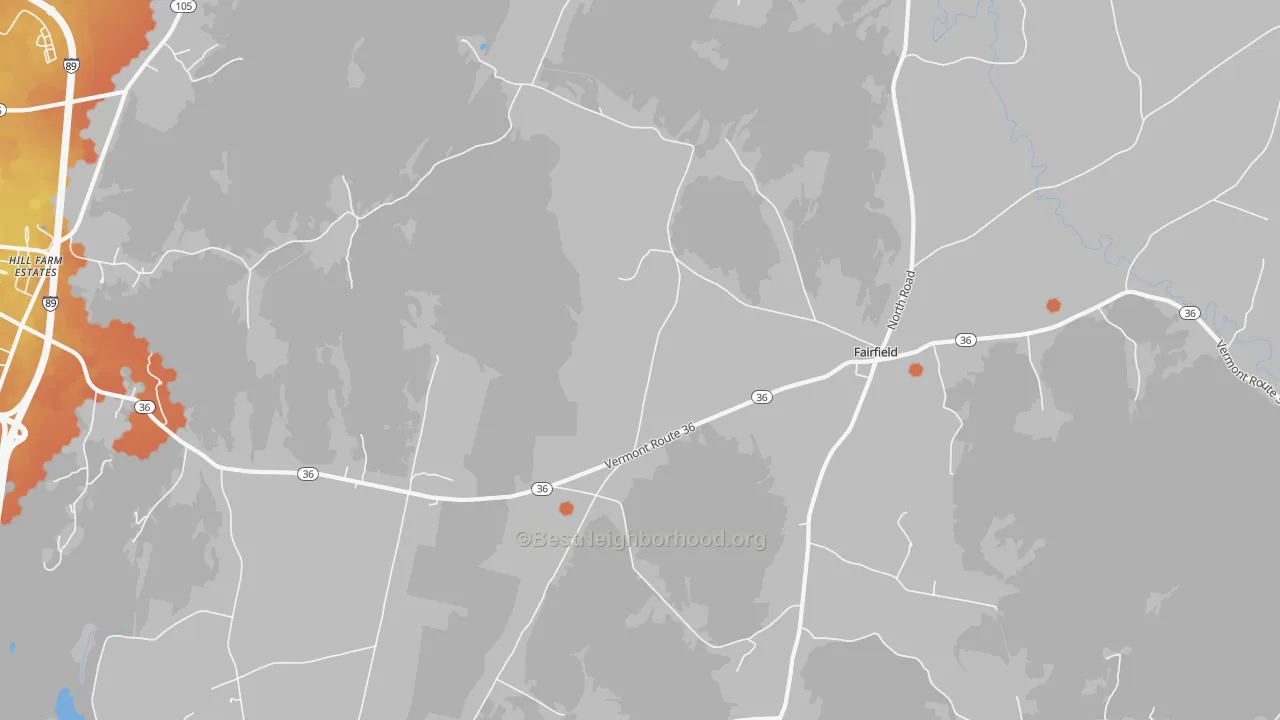 Bike Grade map of Fairfield, VT