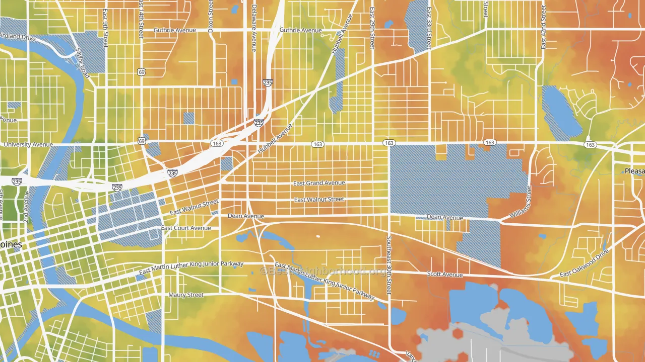 Bike Grade map of Fairground, Des Moines, IA