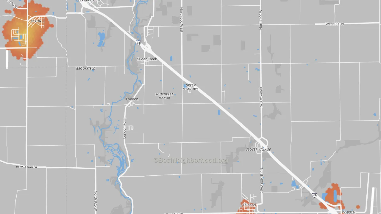 Bike Grade map of Fairland, IN