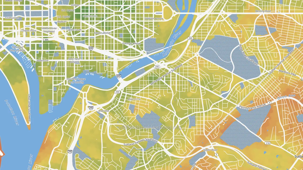 Bike Grade map of Fairlawn, Washington, DC