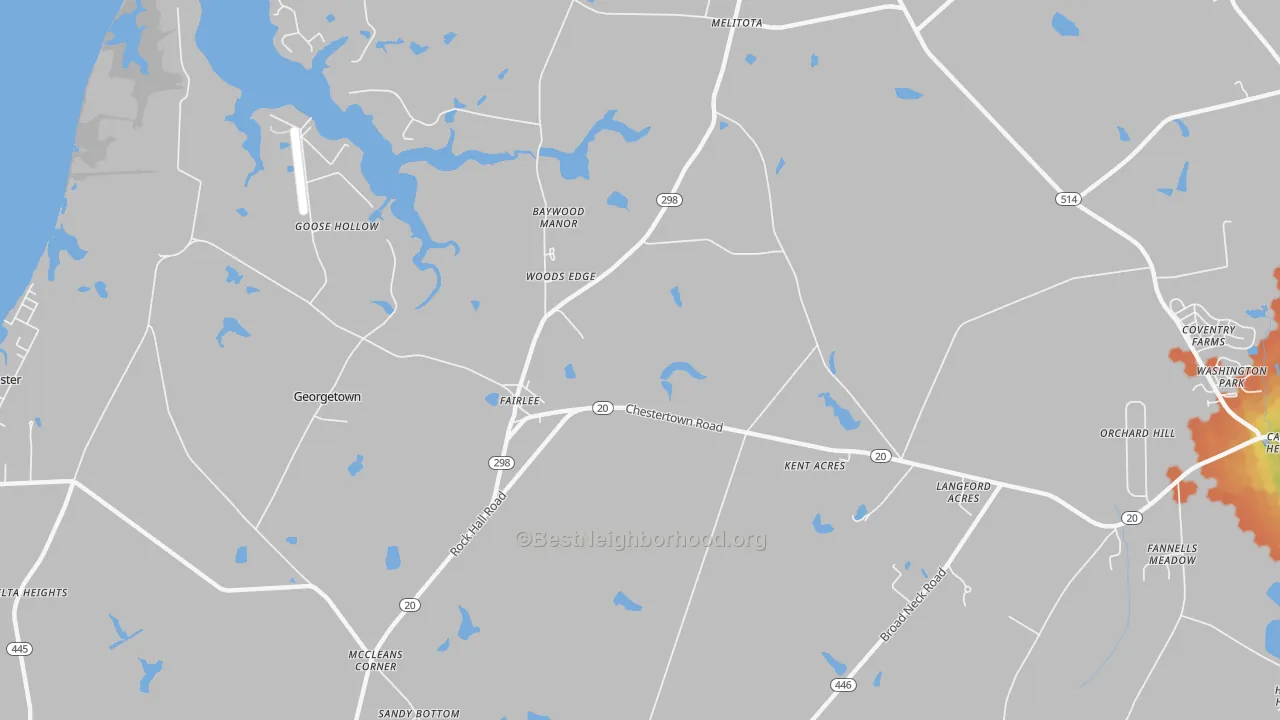 Bike Grade map of Fairlee, MD