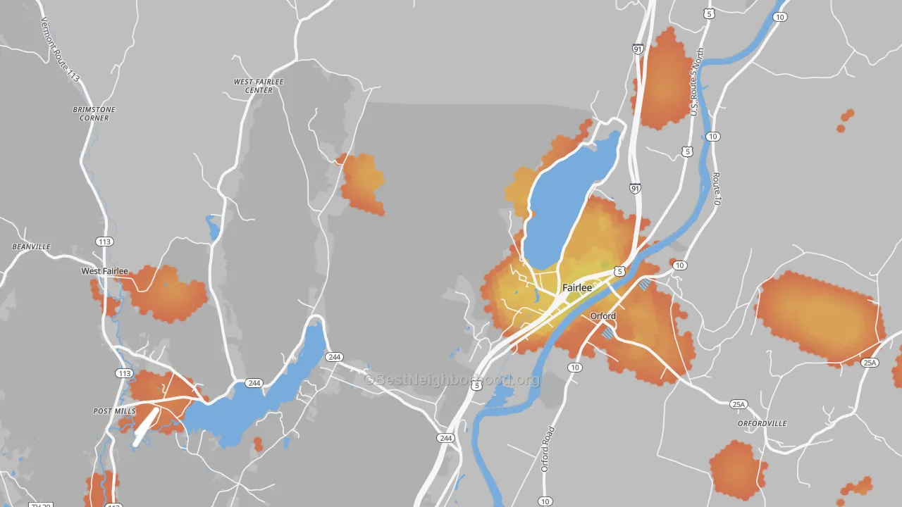 Bike Grade map of Fairlee, VT