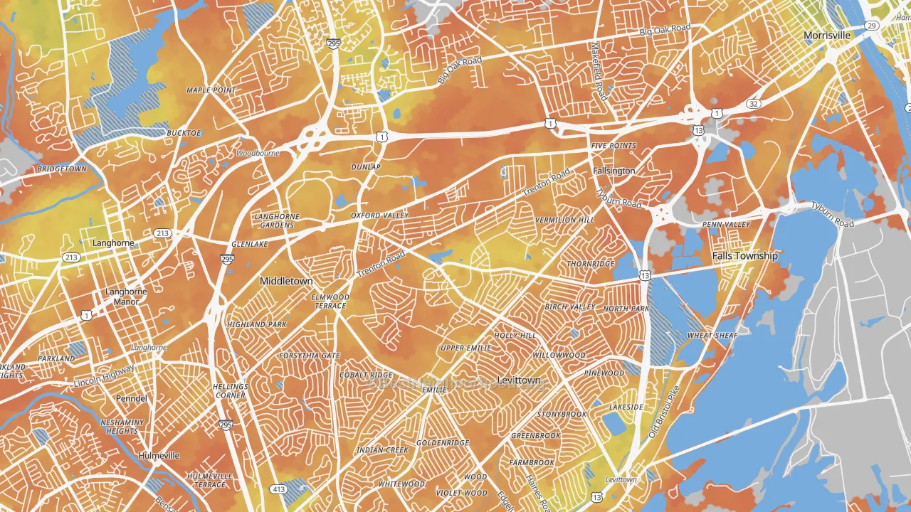 Bike Grade map of Fairless Hills, PA