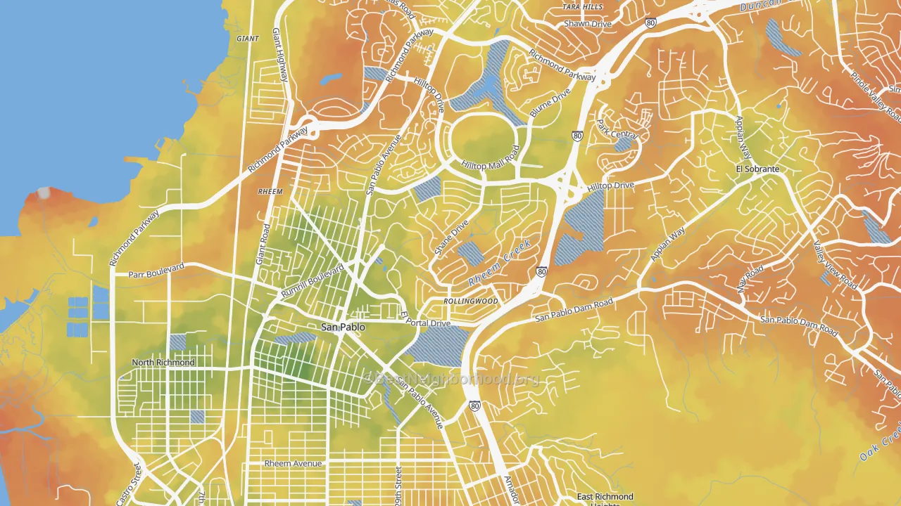 Bike Grade map of Fairmede-Hilltop, San Pablo, CA