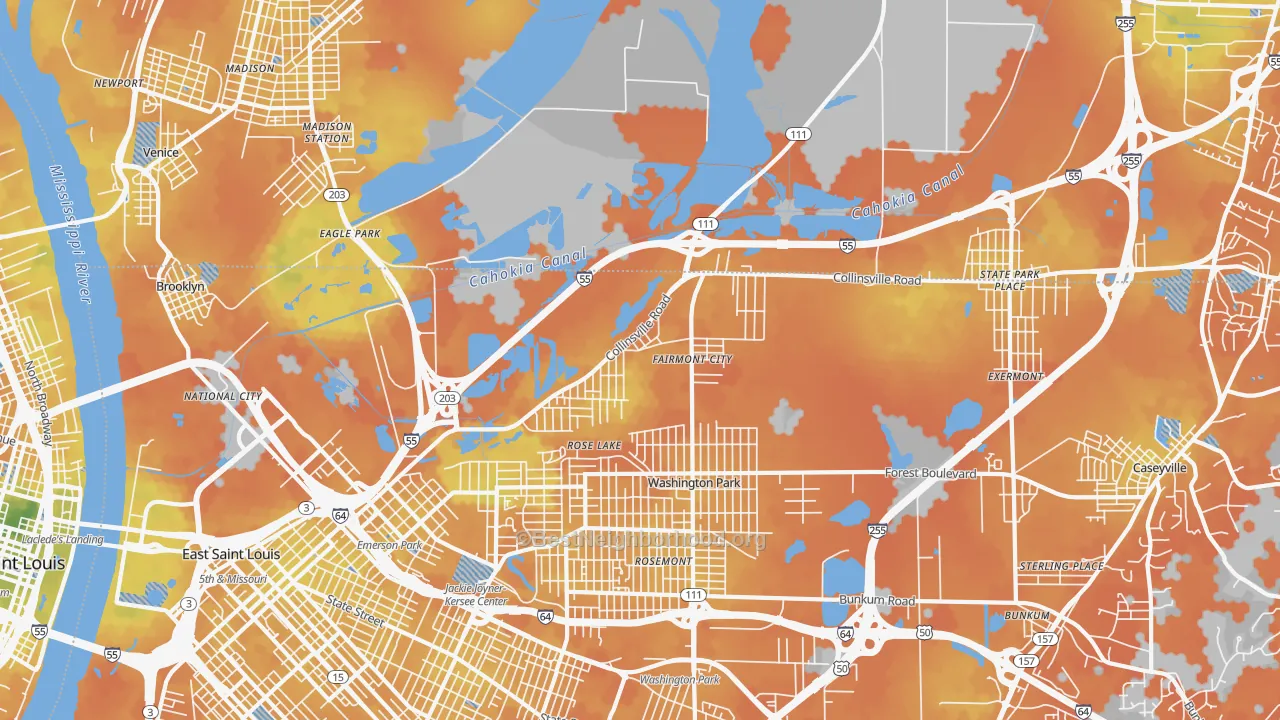 Bike Grade map of Fairmont City, IL