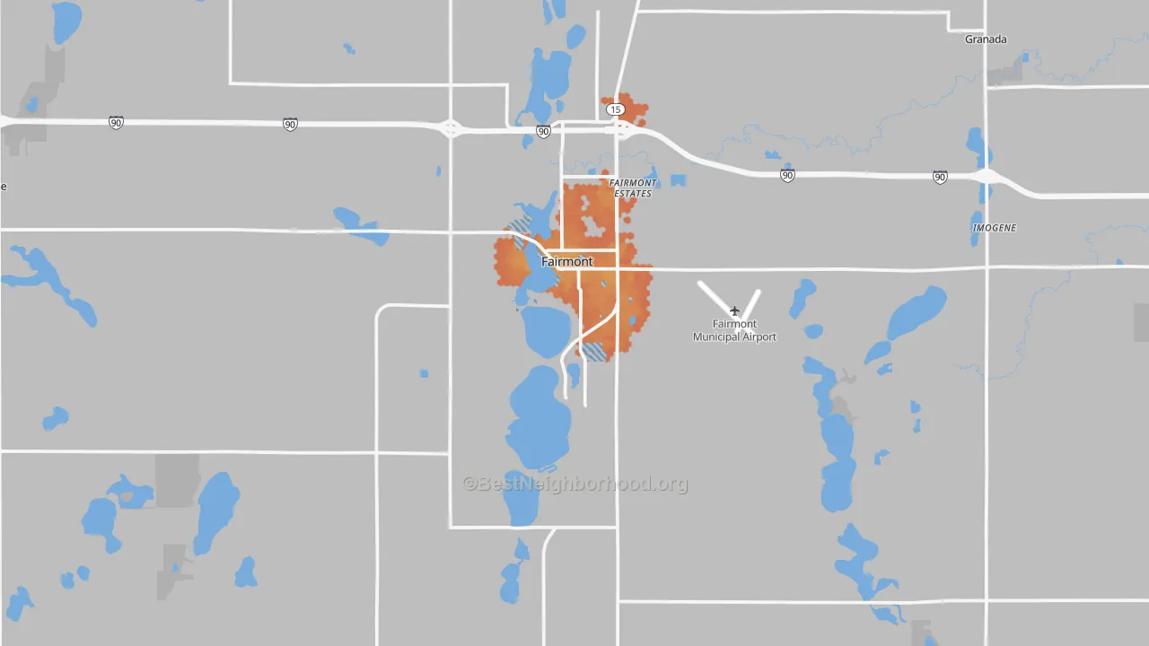 Bike Grade map of Fairmont, MN